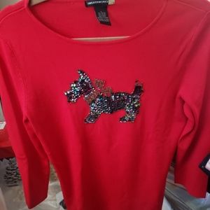 3 for $30 Sweaterworks L Sequined Yorkie Top